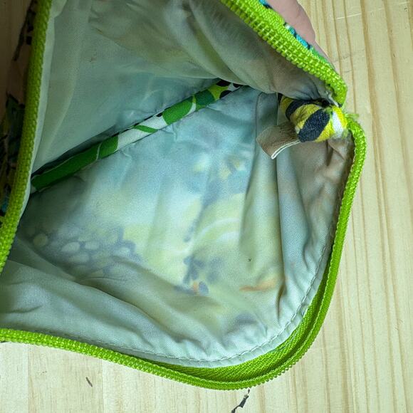 Vera Bradley Womens Cosmetic Bag Green Floral Makeup Travel Pencil Case Quilted - Picture 7 of 10